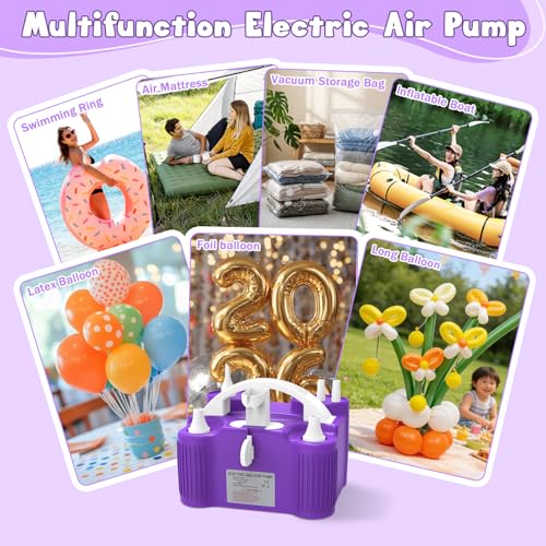 Image of ID IDAODAN 4-in-1 Electric Balloon Pump with Triple Nozzles, Dual Motor Balloon Inflator & Deflator for Latex, Foil & 260Q Balloons