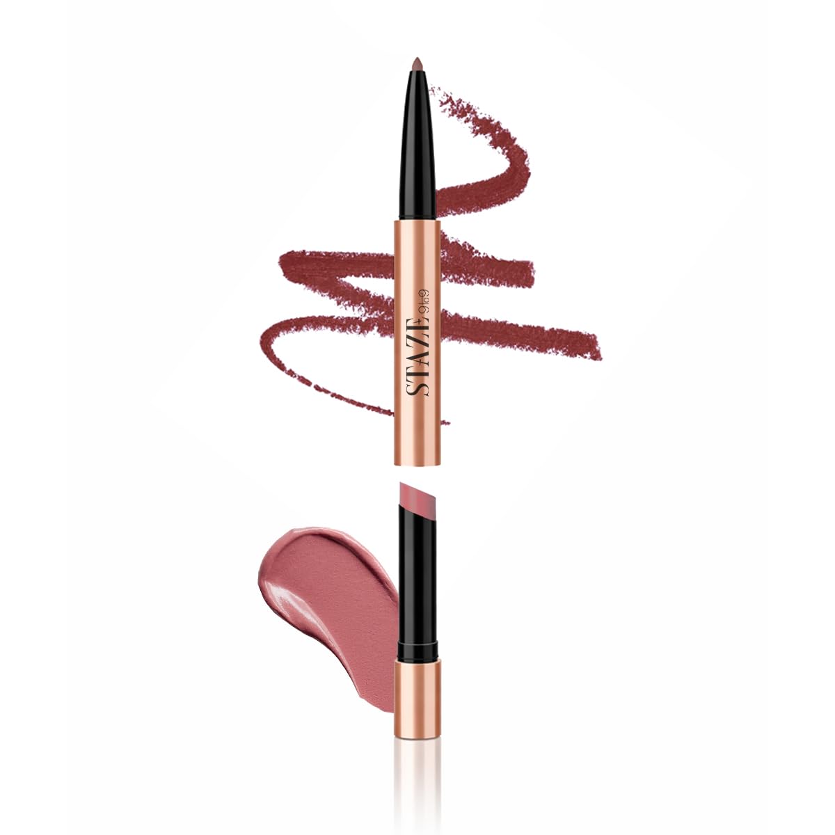 Staze 9to9 Twin Flame 2in1 Lipstick + Lip Liner | High-shine Lipstick | Transfer-proof Lip Liner | 04 Main Squeeze | 2g