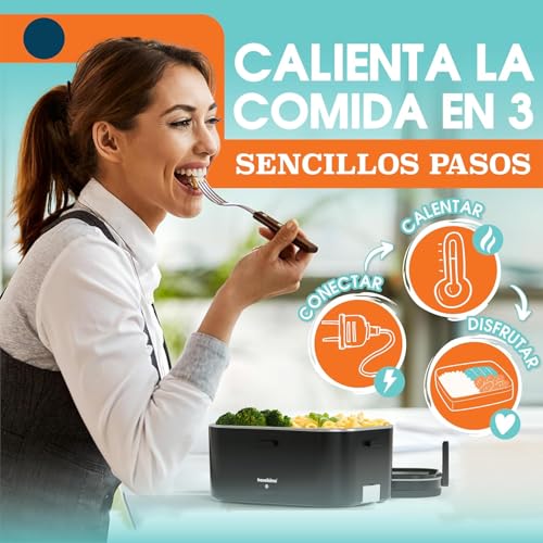 Miniatura 4 de Travelisimo - Fiambrera Electrica Extra Grande 1,8l - Taper Electrico Para Comida 80w - Fiambrera Termica 3 En 1 12v 24v 220v - Fiambreras Comida Trabajo Para Coche, Camión - Acero Inoxidable