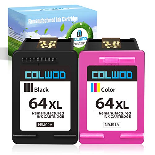 CLOWOD Remanufactured 64XL Ink Cartridge Replacement for HP 64 64XL use in HP