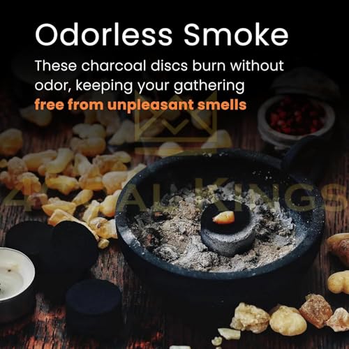 Image of Coal for Dhoop - Odourless Charcoal for Dhoop Lasts for More Than 45 Minutes - 60 Charcoal Discs of 33 mm Size - ((Pack of 6 Roll (60 DISC))