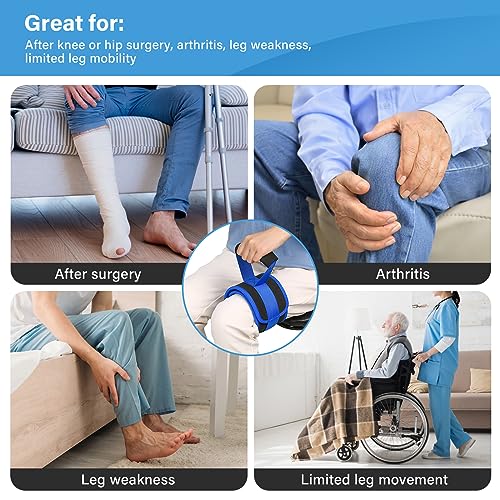 leg lifter strap for limited mobilitythigh lifter strap with padded grip and loop for knee hip surgery recoverymobility aids tool for disabled get in and out of bedcarwheelchair