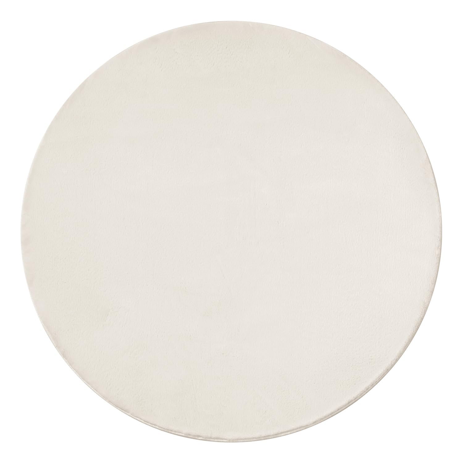 SHACOS Creme Teppich Rund 200 cm Fellteppich Kunstfell Teppich Flauschig Weicher Wohnzimmerteppich Waschbar Teppiche Anti-Rutsch-Rückseite, Felloptik, Für Fußbodenheizung geeignet