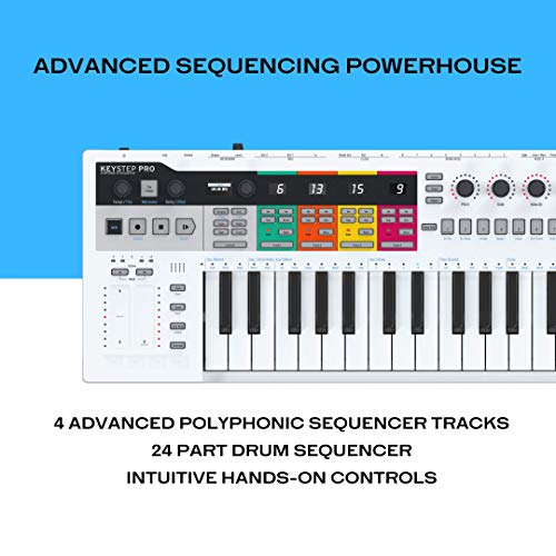 Arturia - Keystep Pro - All-In-One Performance Midi Controller, Sequencer And Arpeggiator - 4 Polyphonic Sequencer Tracks, 24-Part Drum Sequencer, Midi & Cv Connectivity, 37-Note Slim Keybed #TOP2