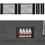 RUIANTE Mesh Cargo Net for Car Universal Stretchable Trunk Storage Net with Velcro Stickers Double Layer Organizer Elastic Pouch Bag for Auto Cars SUV Pickup Home Wall (2pc Small)