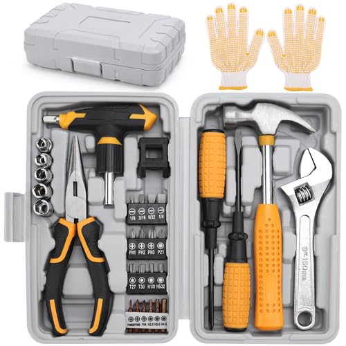 Werkzeugset Kleinem Werkzeugkoffer Werkzeug-Set für den Haushalt Werkzeugkasten gefüllt Handwerkzeug Komplettset für Heimwerkerinnen mit Hammer und Schraubendreher 30-teiliges