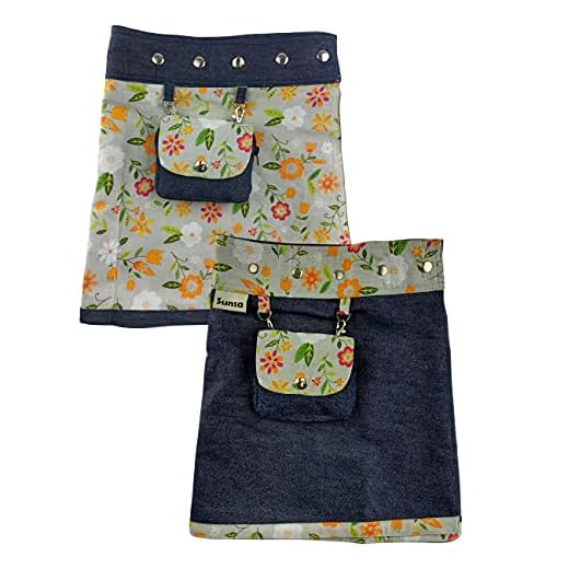 Sunsa Flickor denim kjol minikjol vändbar omlottkjol, kort sommarkjol, 2 barnkjolar i ett, kjol storlek är justerbar, flickkjol av jeans, kläder gåvor är cool