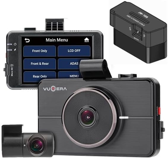 VUGERA F2K OBD2 Dashcam 32GB Eco Lite with V-Lock F&R Dual Full-HD LCD Touchscreen Parking Mode Dashboard Camera 30 Months Warranty Made in Korea Dash CAM