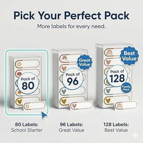 Image of 96 Waterproof Name Stickers for Kids School | Write On Labels for Bottle, Lunchbox, Books | Customizable Kitchen Jar Labels | Strong Adhesive, Smudge Proof | Chic Buddy