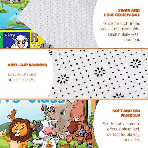 Play Rugs For Kids Playroom - Non-Slip Kid Rugs For Playroom Boys Classroom Mats For Floor Preschool Rugs For Classroom Abc Carpets For Kids Alphabet For Kids Rugs For Boys Bedroom Educational Rug #TOP6