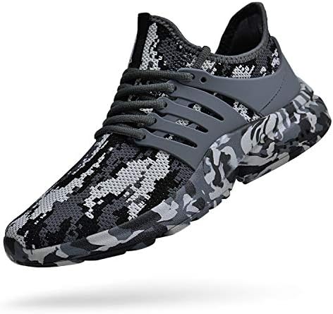 Feetmat Mens Running Tennis Work Shoes Slip On Resistant Sneakers Lightweight Breathable Athletic Fashion Zapatos Gym Sport Non Slip Casual Walking Shoes for Men Camouflage Grey 9.5