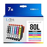 LxTek Purify IC6CL80L 7本セット (6色セット+黒1本) 互換インクカートリッジ エプソン (Epson) 対応 80L とうもろこし インク 対応型番: EP-982A3 EP-707A EP-708A EP-777A EP-807 EP-808 EP-907F EP-977A3 EP-978A3 EP-979A3 大容量/説明書付/残量表示/個包装