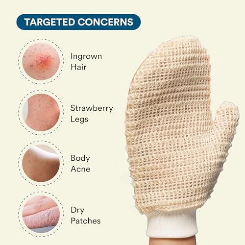 Bloom Exfoliating Bath Glove | (1 glove) | Exfoliating Gloves to Reduce Ingrown Hair & Strawberry Legs | 100% Ramie Fabric | Gently Removes Dead Skin Cells | For Sensitive Skin - Image 3