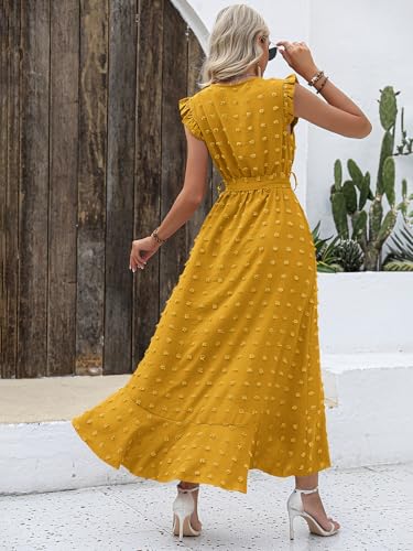 BTFBM Swiss Dot Wedding Guest Dresses for Women,Yellow,XL - image 4