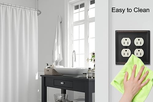 Vista 35 de Luca - Placa de pared de metal para interruptor de luz de palanca, 2 unidades de bronce envejecido de 3 bandas, cubierta decorativa para interruptor