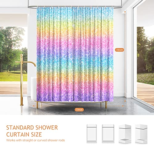 Vimorco Rainbow Fabric Shower Curtain, Bathroom Shower Curtain Sets Machine Washable, Waterproof Quick-Dry Polyester Shower Curtain, Bathroom Decor With 12 Hooks, Bath Curtain Sets, 72 X 72 Inch #TOP1