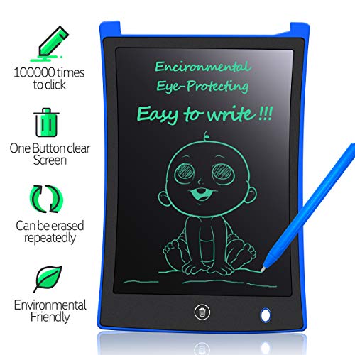MYMAHDI LCD Writing Tablet, 8.5 inch Doodle Board, Electronic Drawing & Writing Board, with Smart Writing Stylus for Kids Gifts, School,Office, Fridge or Family Memo, Blue