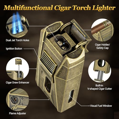 Encendedor para cigarros con llama doble y cortador miniatura 2