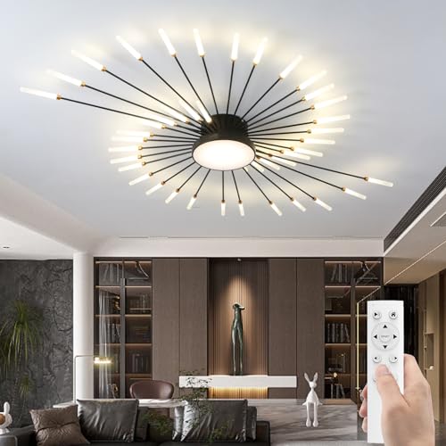 Plafonnier LED moderne pour salon et salle à manger luminaire dimmable noir