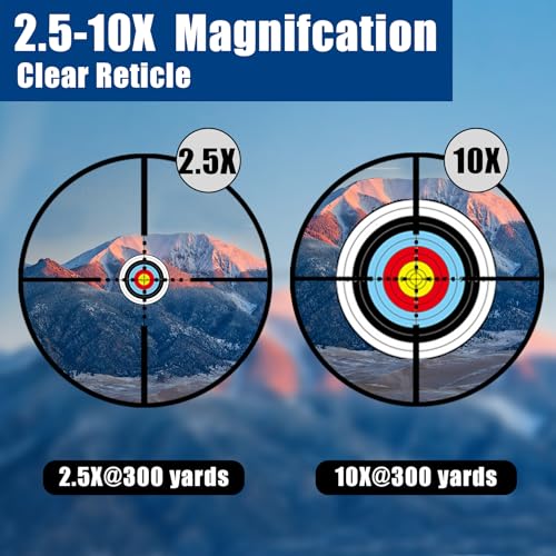 UUQ 2.5-10x40 Rifle Scope with Red/Green Illuminated Mil-dot with Red/Green Laser Combo-Green Lens Color,Tactical Scope for Gun Air Hunting,Free 20/11mm Mounts