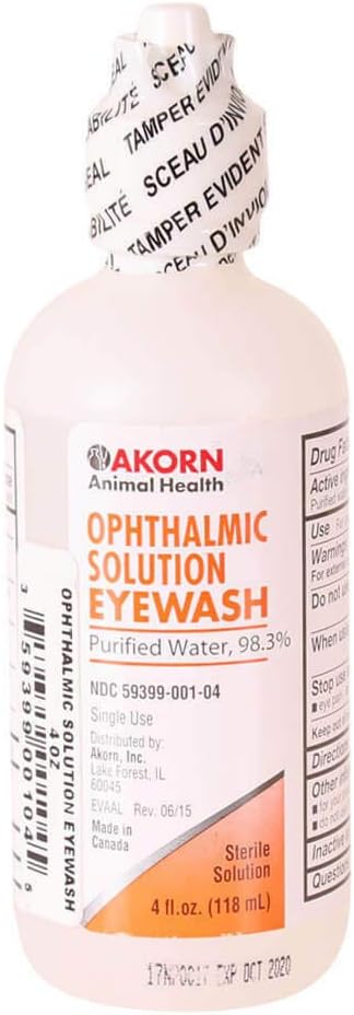 Akorn, Inc Opthamlic 98.3% Pure Eye Wash Animal Health 4 oz Veterinary Dog,New