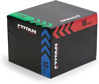 Titan Fitness Youth Heavy Foam Plyometric Jump Box, 12in 14in 16in, Pro-Duty Foam Plyo Step, Exercise Platform for Home Gym, Squat Workout Step