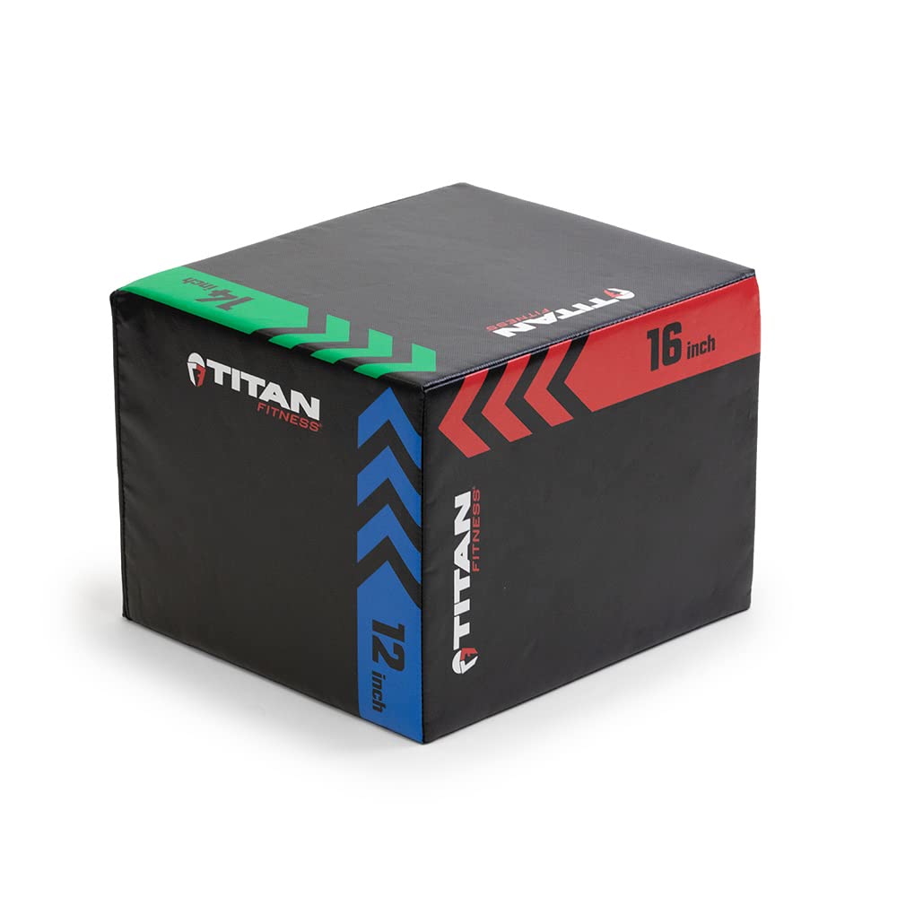Titan FitnessYouth Heavy Foam Plyometric Box, 12in 14in 16in, Pro-Duty Foam Plyo Box, Step-Up, Box Squat, Home Garage Gym Training