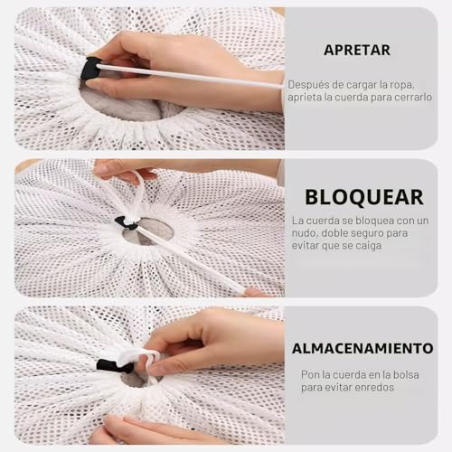 Miniatura 4 de 2 Piezas Red De Lavado Para Lavadora Grande 60x90 Cm, Xxl Bolsas Para La Colada, Reutilizable Con Cordón Y Cierre De Bloqueo Para Lavadora Para Suéter, Abrigo, Cortinas Y Ropa De Trabajo