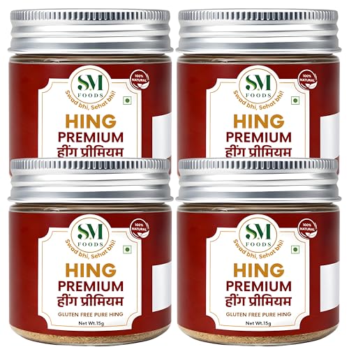 Image of SM FOODS Premium Pure Nukra Hing 15g (Pack of 4) | No Atta No Maida | Imported Premium Pure Heeng | Strong & Kadak Aroma | Gluten Free | Uncompounded | For Cooking & Digestion