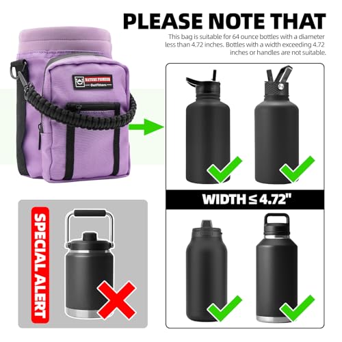 Image of NATURE PIONEOR Neoprene Insulated Water Bottle Holder with Shoulder Strap for Half Gallon 64OZ / One Gallon 128OZ Sports Water Jugs Bottles, Carrier /Pouch Sleeve for Outdoor Camping, Hiking, Fishing
