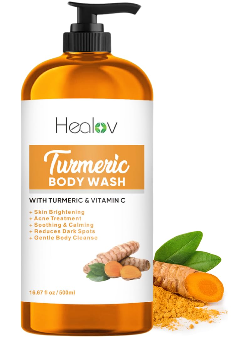 Turmeric Body Wash Skin Brightening Soap for Dark Spots Hyperpigmentation Exfoliating Turmeric Face Wash Reduces Acne Scars Cleanses