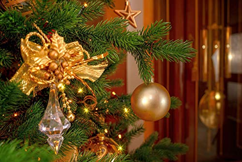 eveXmas Kunstkerstboom, 90 cm, dennenboom, traditioneel groen, 137 takken, 100% PE-punten, incl. decoratieve standaard in zaklinnen - Image 5