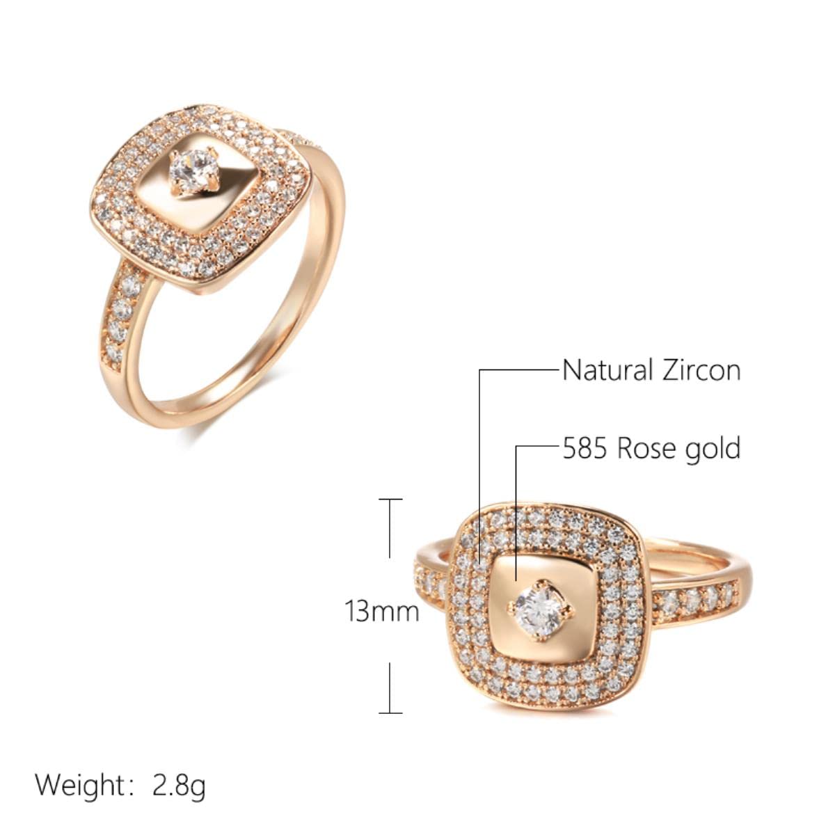 Anello Vintage Oro Rosa Con Zircone Naturale – Fiore Cavo, Microcera, Per Donna