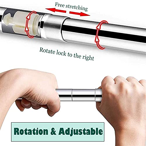 Tringle à rideau de douche réglable, tringle d'angle extensible en forme de L, acier inoxydable robuste, installation facile sans perçage, design incurvé pour un maximum d'espace