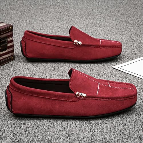 Resistant Anti-Slip Lightweight Mens Loafers Shoe Round Toe Suede Vamp Moccasins Driving Loafers4
