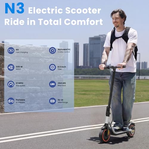 Image of Electric Scooters - Electric Scooter for Adults, 500W /1500W Motor, 18 /21 /25 Max MPH, 21 /28 Miles Range, APP Control, Cruise Control, Lightweight Foldable E-Scooter