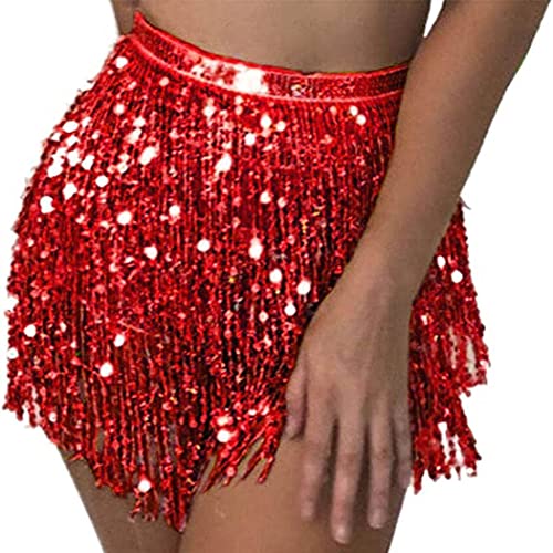MILIAFLICK Pailletten Rock Damen - Glitzerrock Mit Quasten Für Party & Tanz