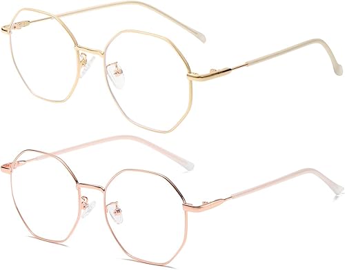 Miniatura 1 de JOVAKIT Lentes de bloqueo de luz azul polígono para mujeres y hombres, estilo vintage, octágono, cuadrado, sin receta