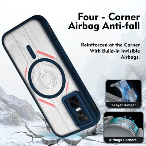 Image of V-TAN Back Cover for Infinix GT 30 Pro 5G | TPU | Transparent Crystal Clear Magnetic Case Compatible with Infinix GT 30 Pro | Slim Fit, Camera Protective Shockproof Mobile Cover Design (Blue)