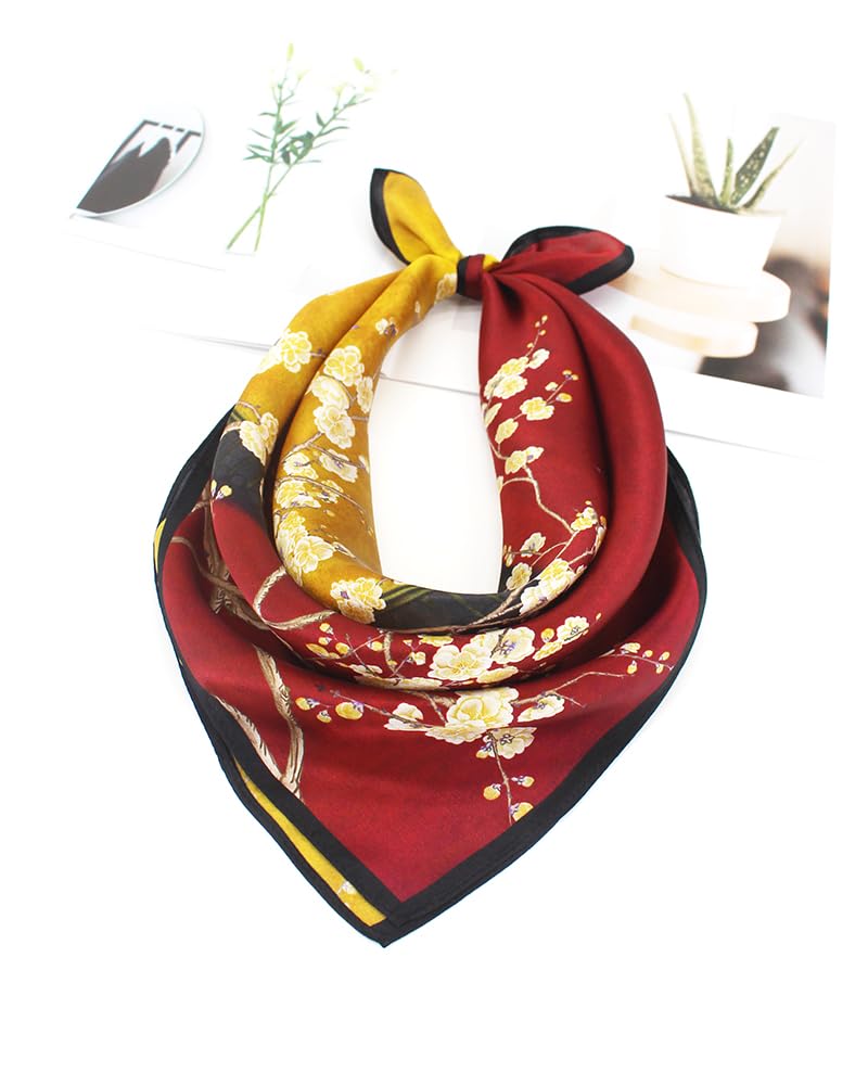 Image of ANDANTINO 100% Mulberry Silk Scarf -21 inch Square Neckerchief with Gift Packed