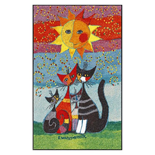 Salonloewe Rosina Wachtmeister Fußmatte Momenti 75x120 cm Katzen bunt Läufer Wohn-Teppich waschbar