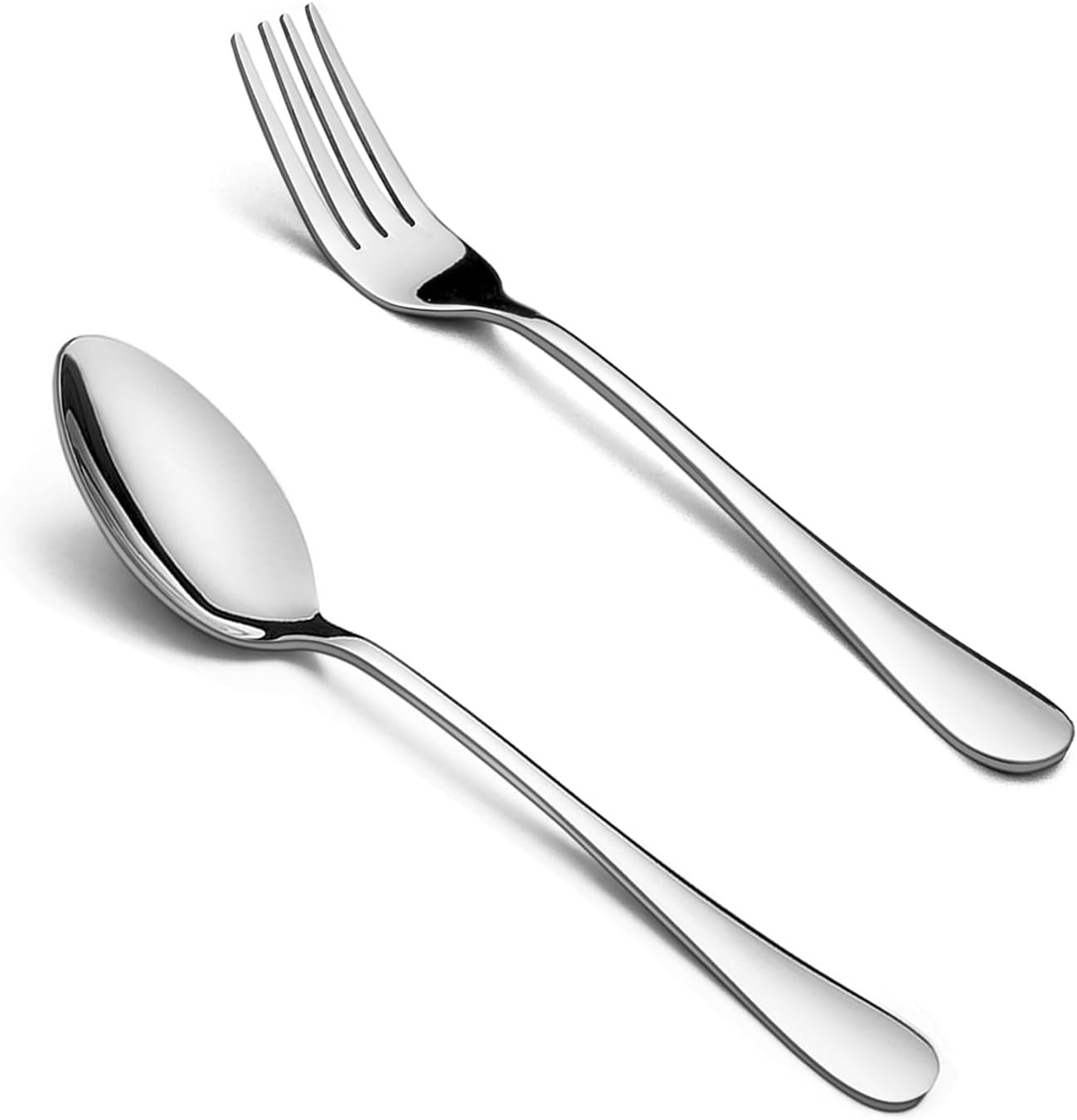 24-piece Forks and Spoons (8 Inches) Silverware Set, 18/0 Stainless Steel Serving Flatware Cutlery for Home, Kitchen and Restaurant, Mirror Polished, Dishwasher Safe