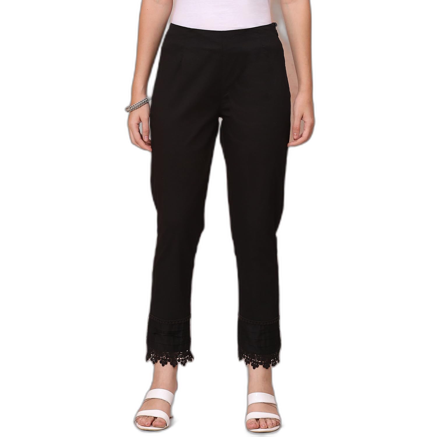 rangriti Black Art Silk Slim Pants for Women-picture-23