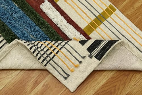 Tapis de table et sol en coton bleu et rouge 91 cm facile à entretenir - 8