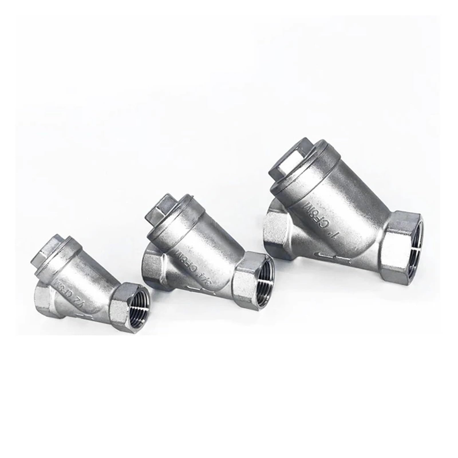 ferretería 1/4 "3/8" 1/2 "3/4" 1 "1-1/4" 1-1/2 "BSP Hilo Femenino 304 válvula de Filtro en línea Y de Acero Inoxidable for Agua, Aceite y Gas Junta de tubería(3/8")