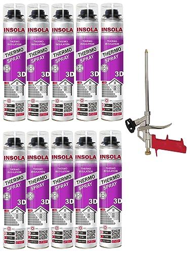 INSOLA Thermo Spray 3D - Isolation Polyuréthane Projetable 850ml - L'un des Meilleurs Pouvoirs Isolants du Marché - 80% Cellules Fermées - Confort Thermique...