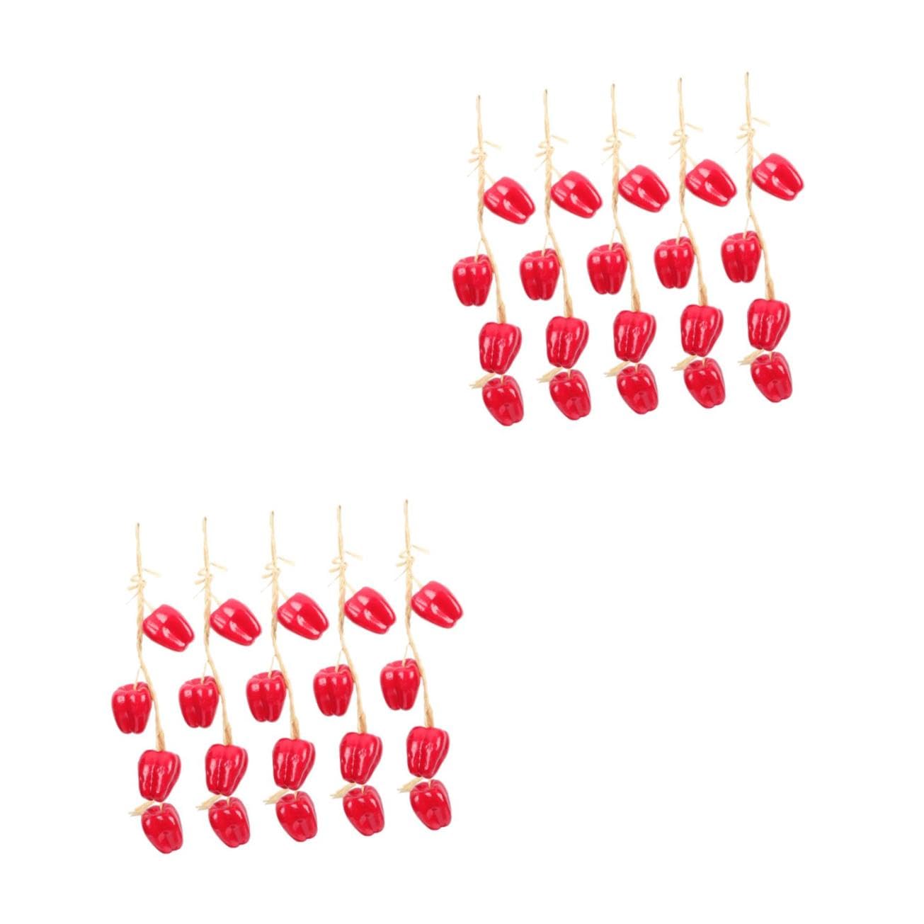 Alipis 2 Set Peperoncino Simulato Appeso Con Corda Peperoncino Piccante Ghirlanda Di Frutta E Verdura Peperone Artificiale Decorazioni Per Piante Di Verdura Finte 5 pezzi * 2
