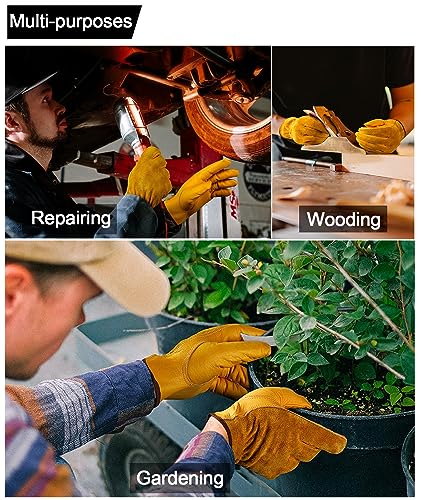 Gardening Gloves for Men and Women Xndryan Garden Gloves Thorn Proof Gardening Gloves Comfortable Breathable Comfortable Breathable Heavy Duty Garden Gloves Men Leather Work Gloves X-Large - Image 3