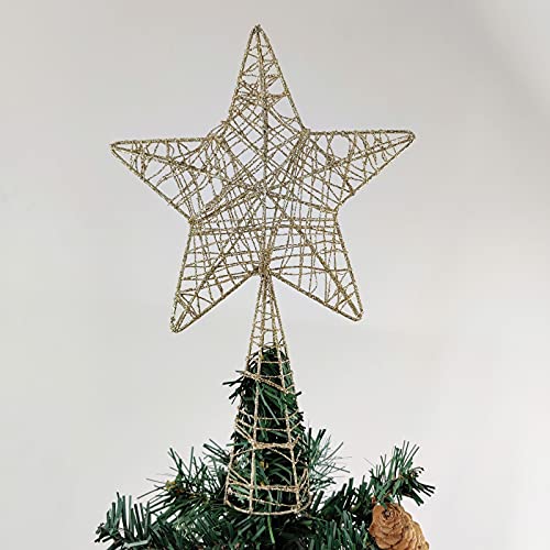 Ponteira De Árvore De Natal Estrela Champanhe 30x20x6cm