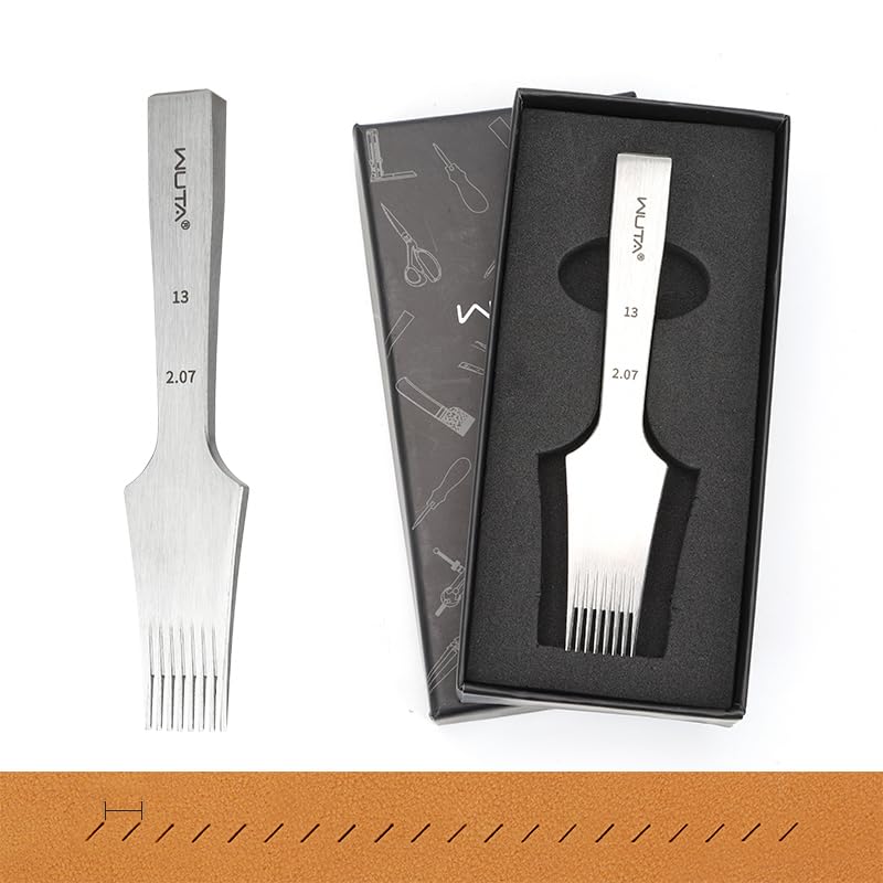 WUTA Leather Chisel All-Polished Die-Steel Puncher French Style Pricking Iron Sharp Leather Punching (Obverse, 2.07 mm 8Teeth)